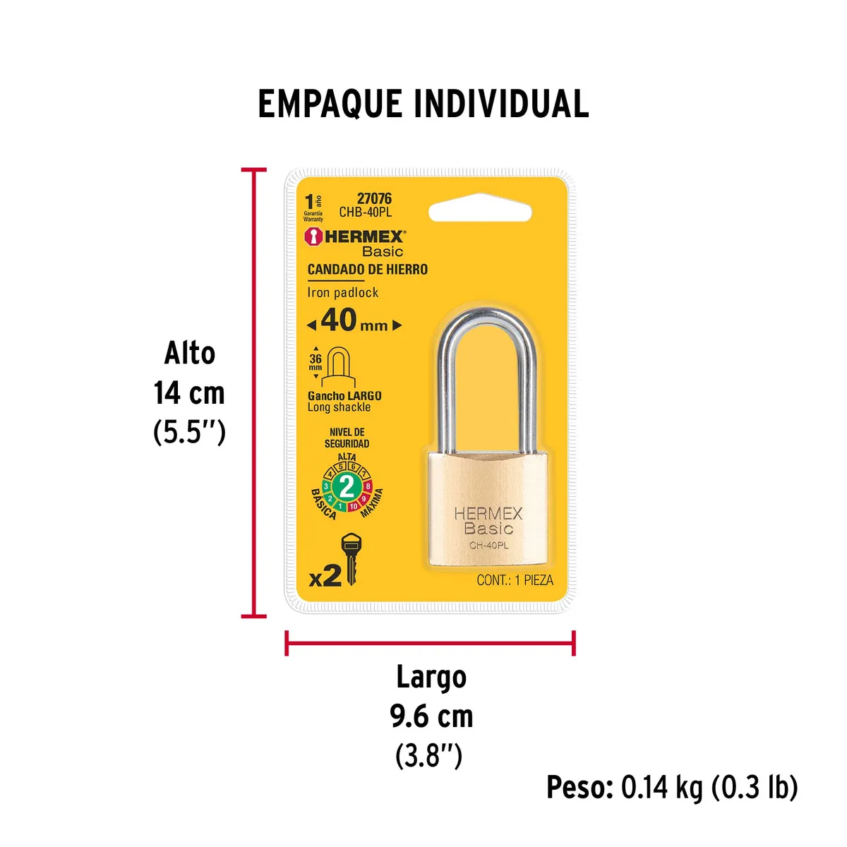 Candado de Hierro 40 mm CHB-40PL Truper - 27076