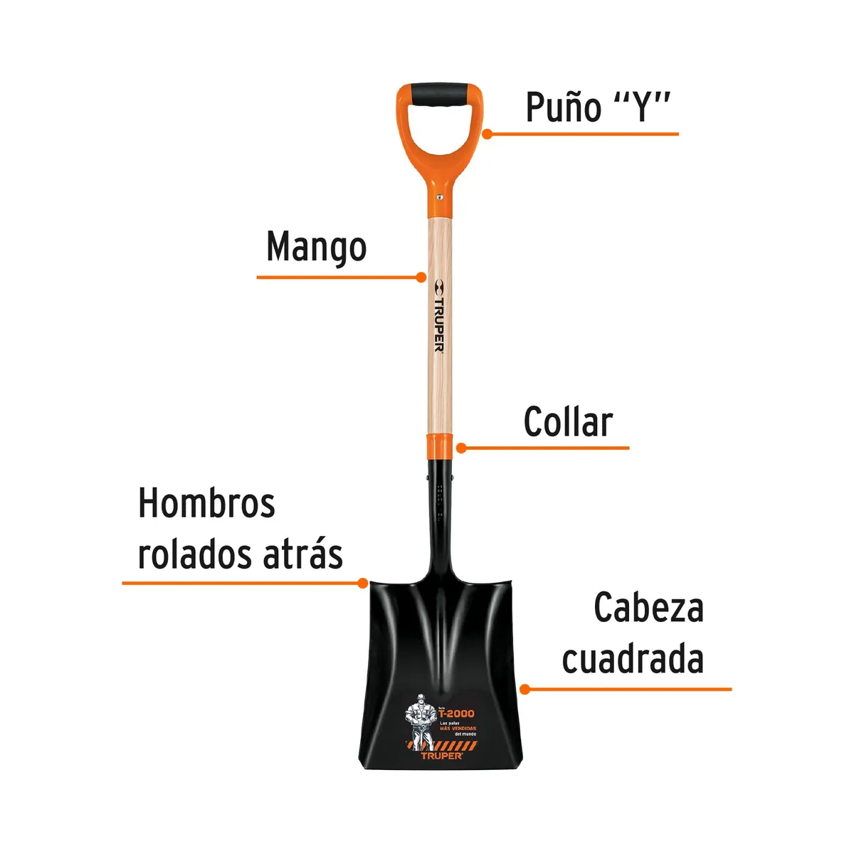 Pala Cuadrada T-2000 Puño Y Truper - 17161