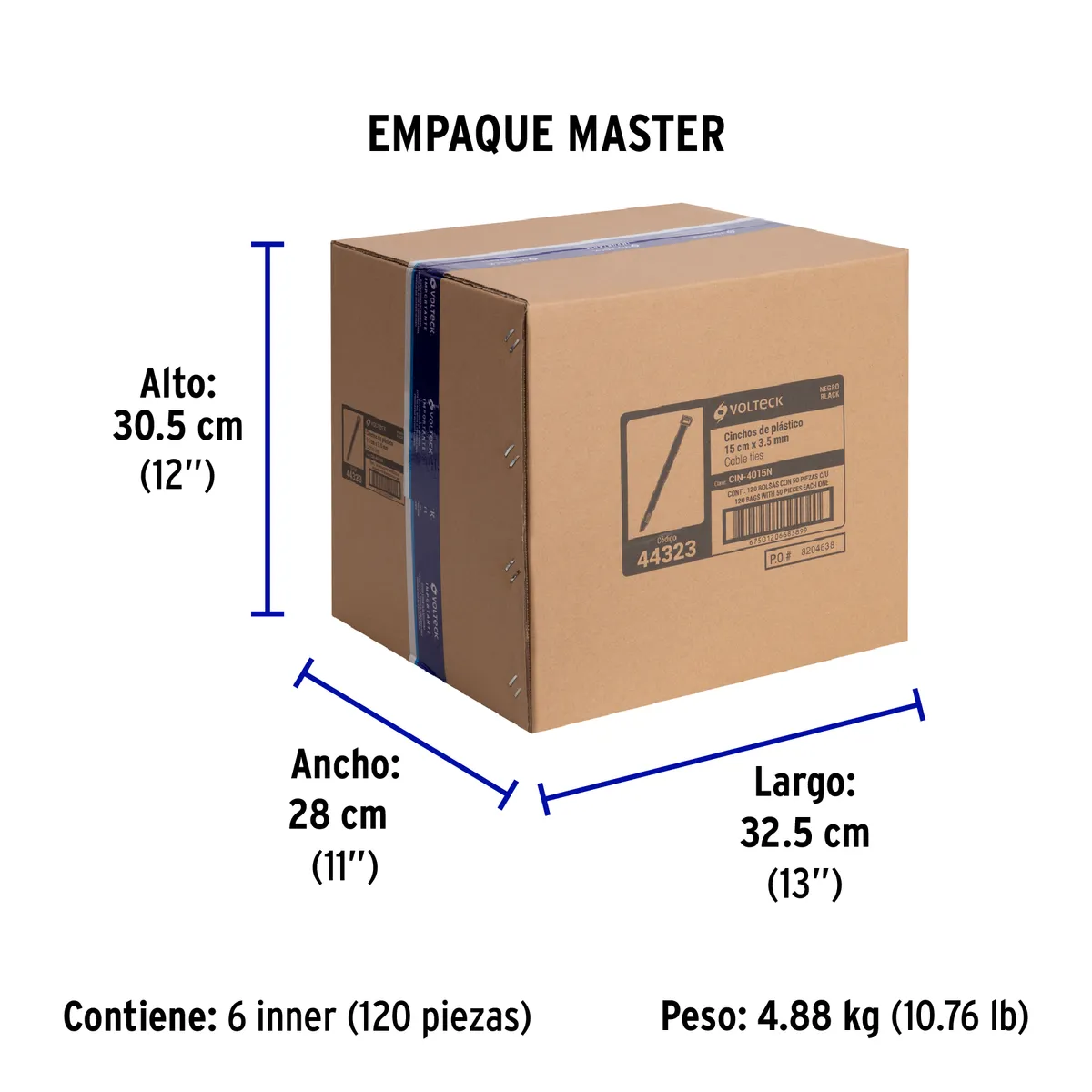 Bolsa con 50 Cinchos de Plástico 40 lb 150 x 3.5 mm Truper - 44323
