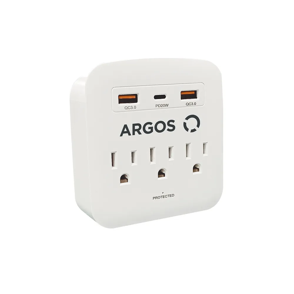 Derivador Triple Aterrizado con USB A/C Argos - 9700100