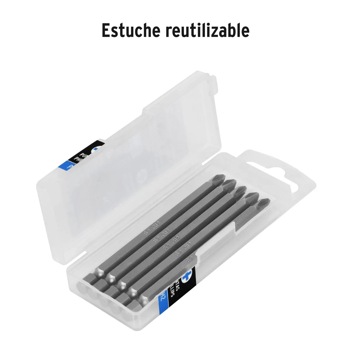 Estuche con 5 Puntas de Cruz PH2 de Impacto Largo 4" Truper - 101812