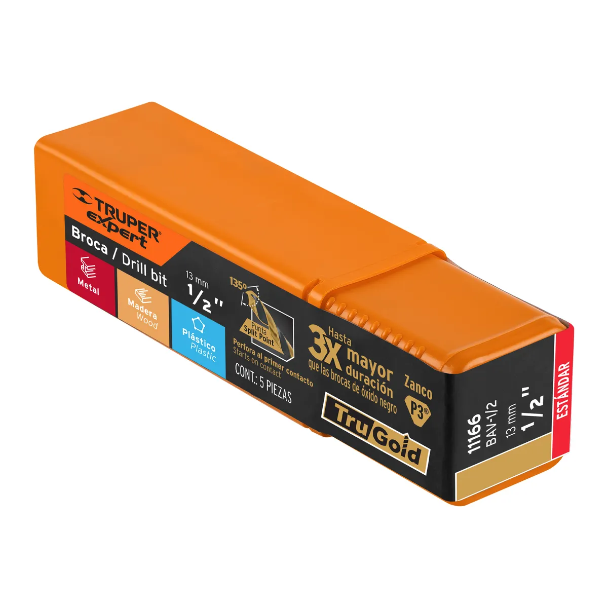 Broca HSS 1/2" Trugold para Metal Truper Expert - 11166