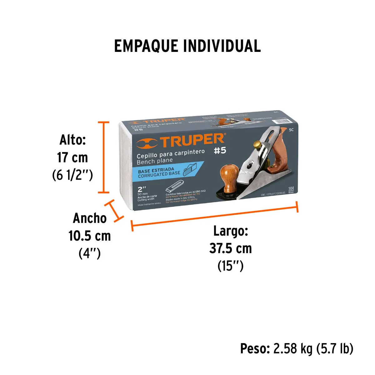 Cepillo Carpintero Base Estriada #5 Truper - 12015