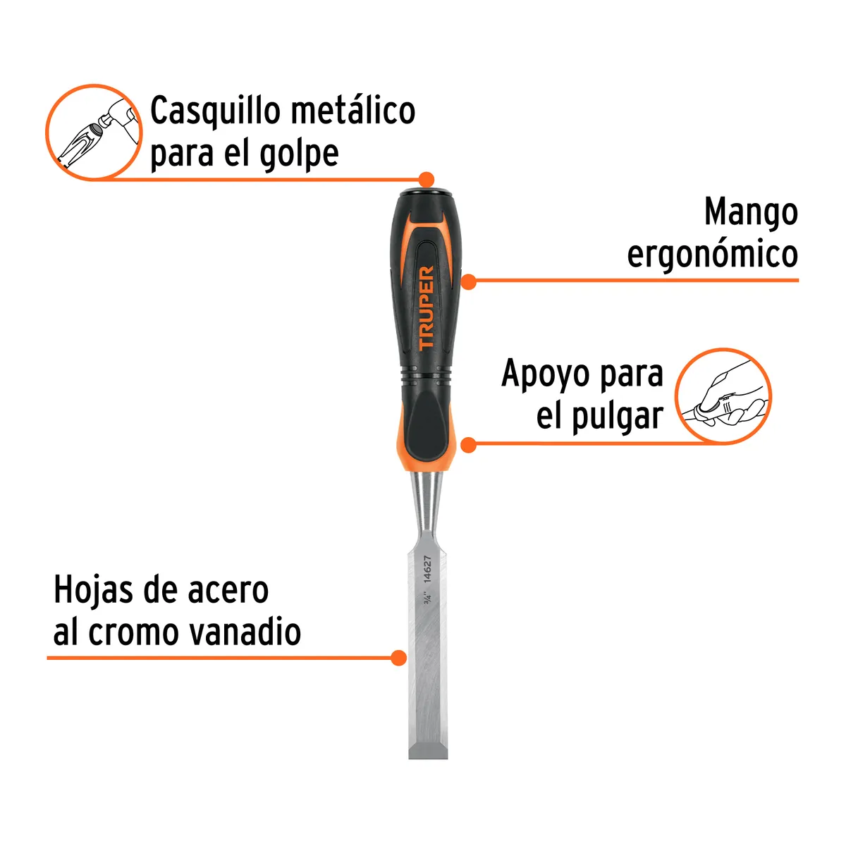 Formón 3/4" Mango Comfort Grip Truper - 14627