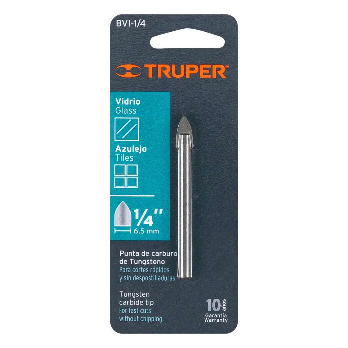 Broca para Vidrio y Azulejo 1/4" Truper - 11702