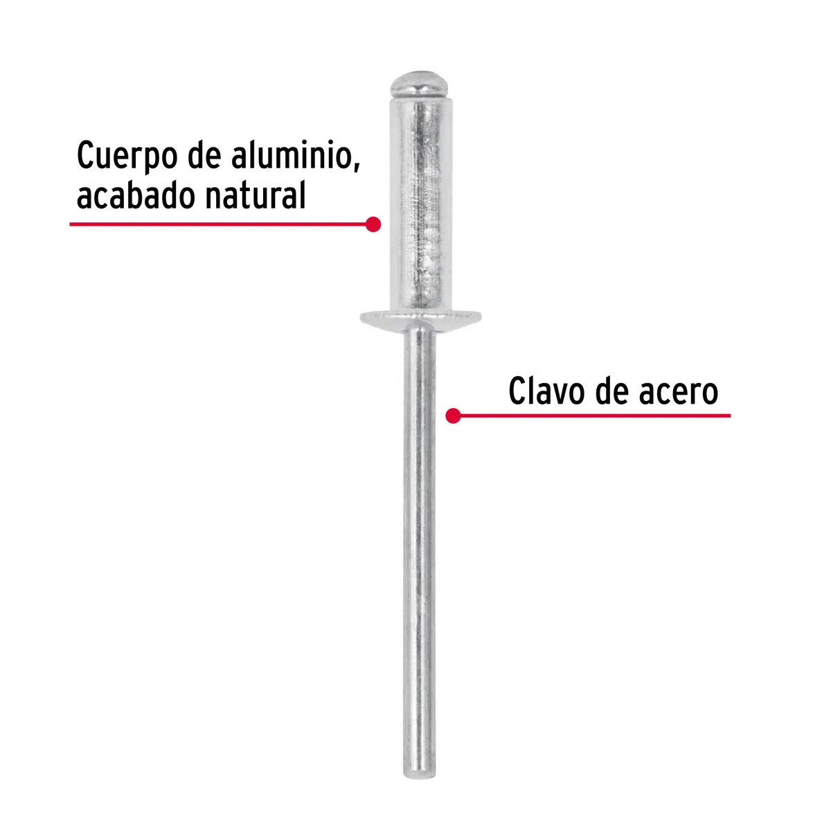 Bolsa con 50 Remaches 5/32" x 3/8" Ala 5/16" Truper - 44526