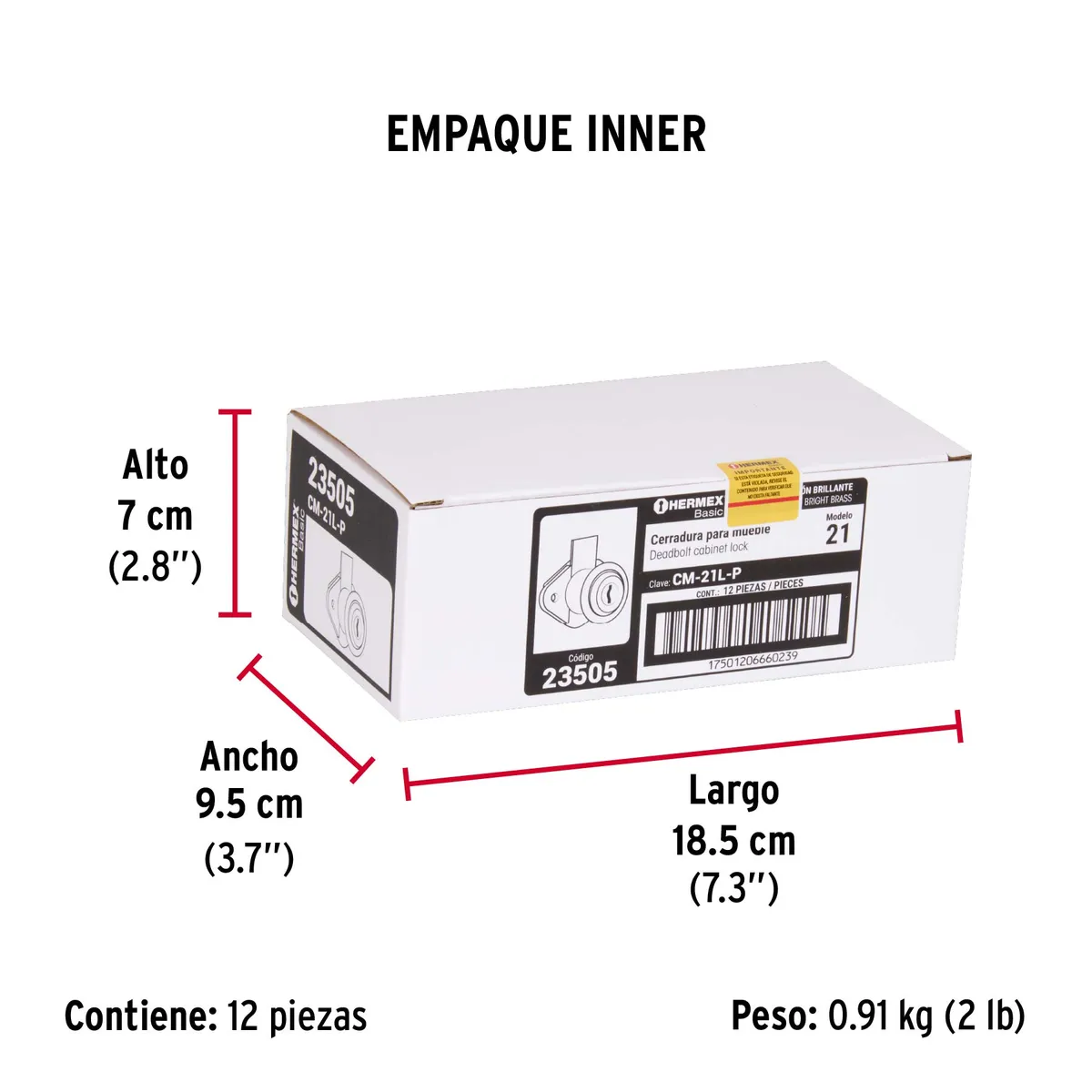 Cerradura para Mueble MOD-21 Latón Hermex - 23505