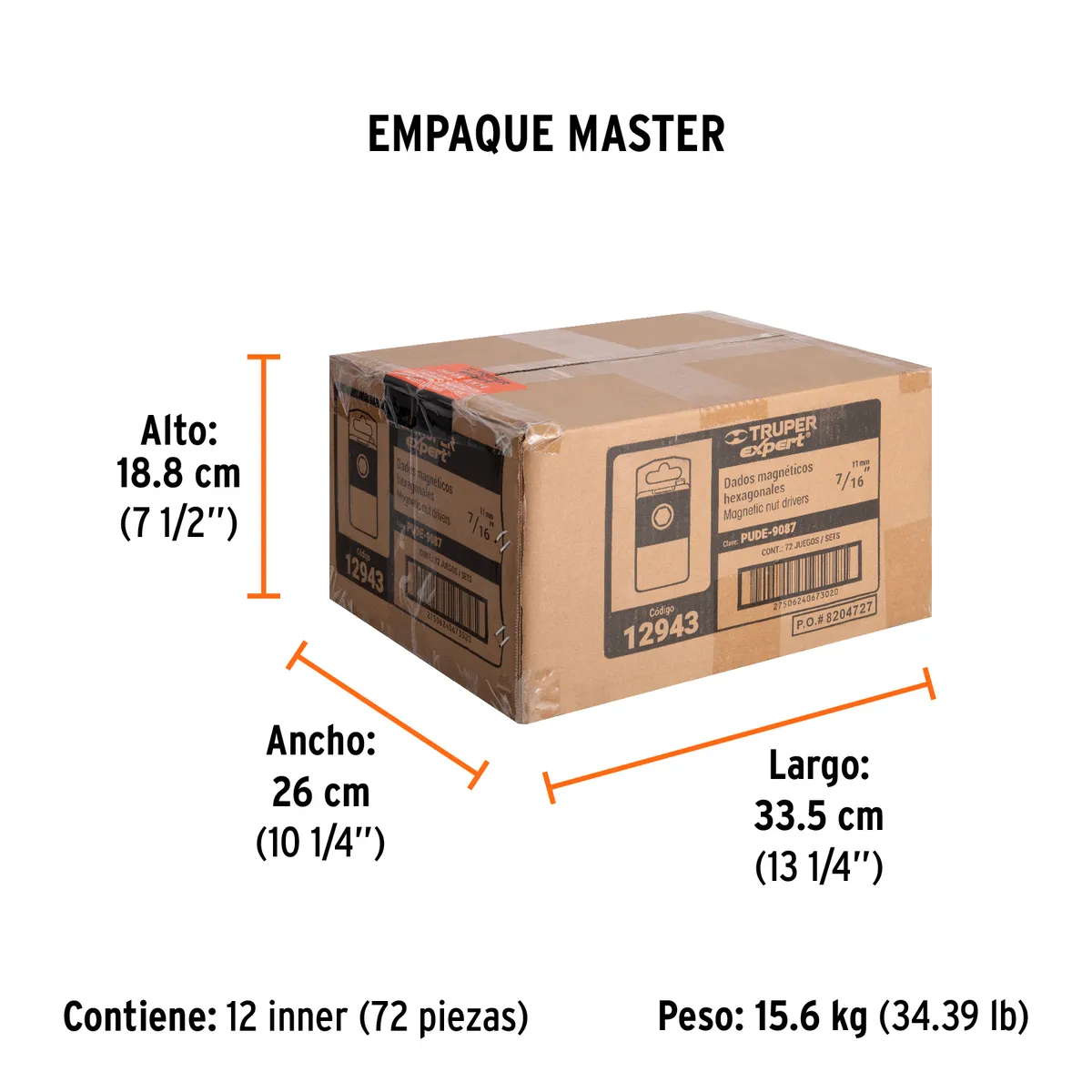 Estuche con 5 Dados Magnéticos 7/16" x 2 1/2" Truper - 12943
