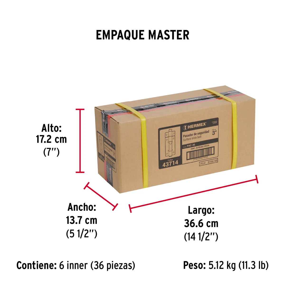 Pasador de Barra Plana 3" Cromo PAC-36 Truper - 43714