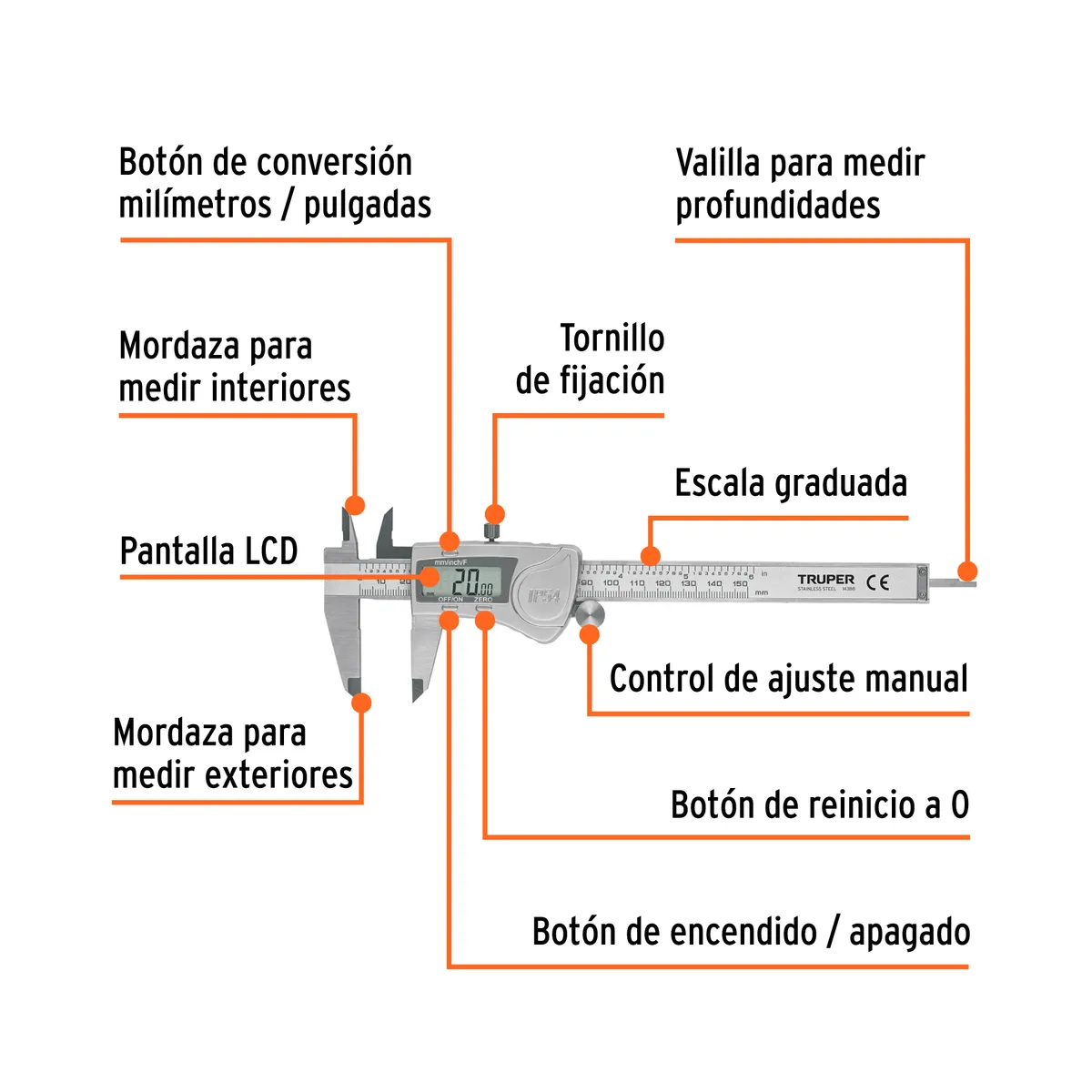 Calibrador Vernier Digital CALDI-6MP Truper - 14388