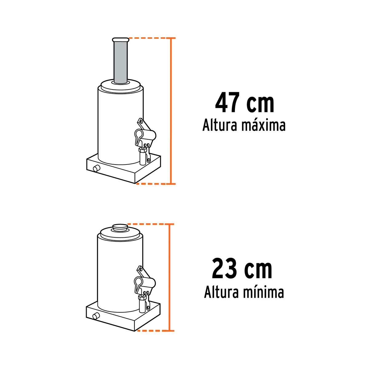 Gato Hidráulico de Botella 8 Toneladas Truper - 14816