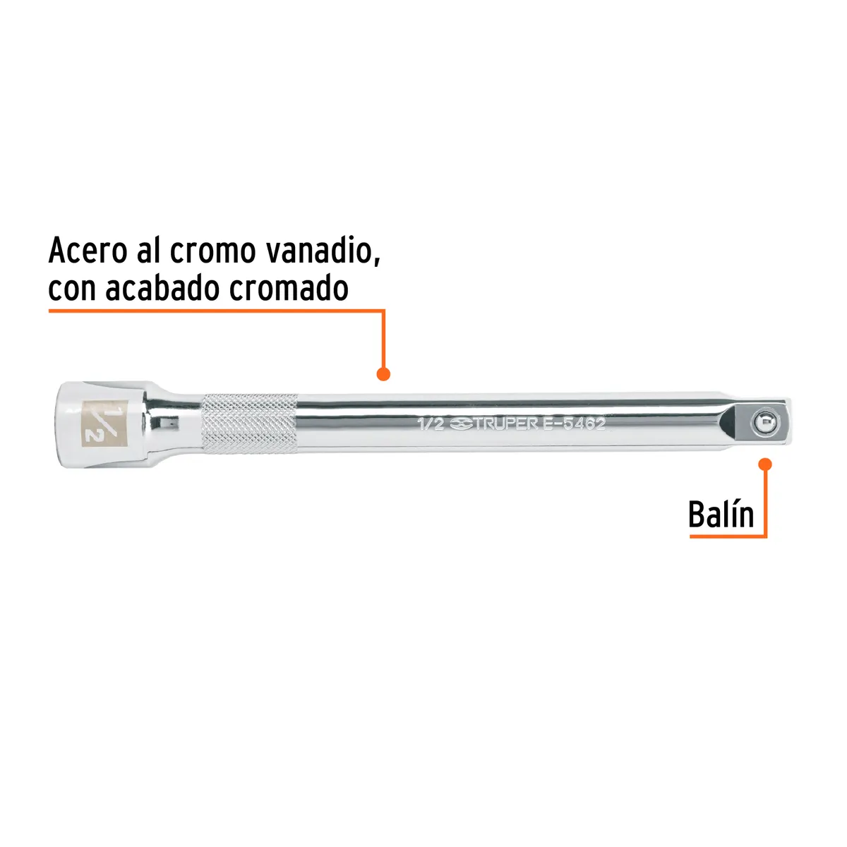 Extensión 1/2" x 8" para Matraca E-5462 Truper - 13917