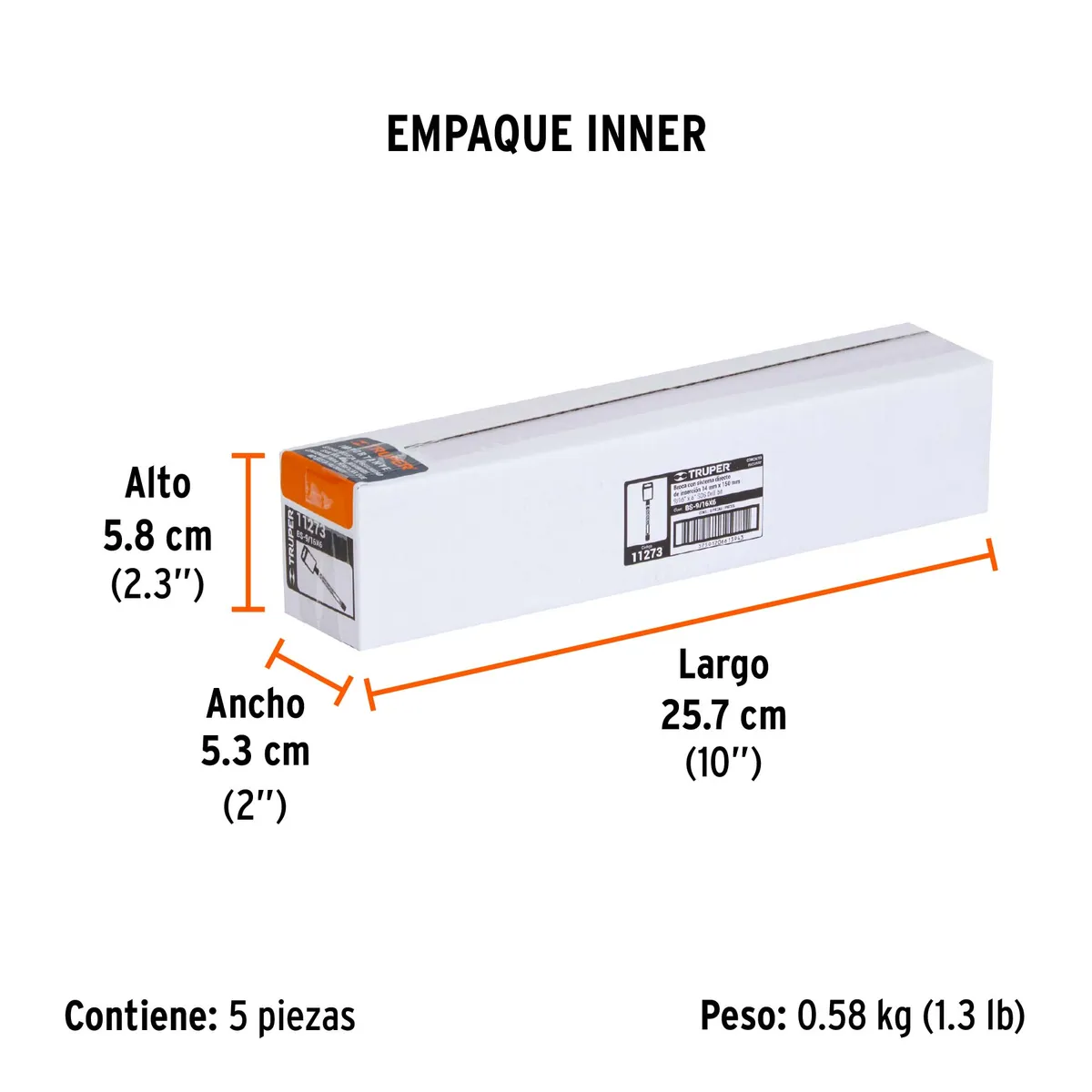 Broca SDS Plus 9/16" x 6" Truper - 11273