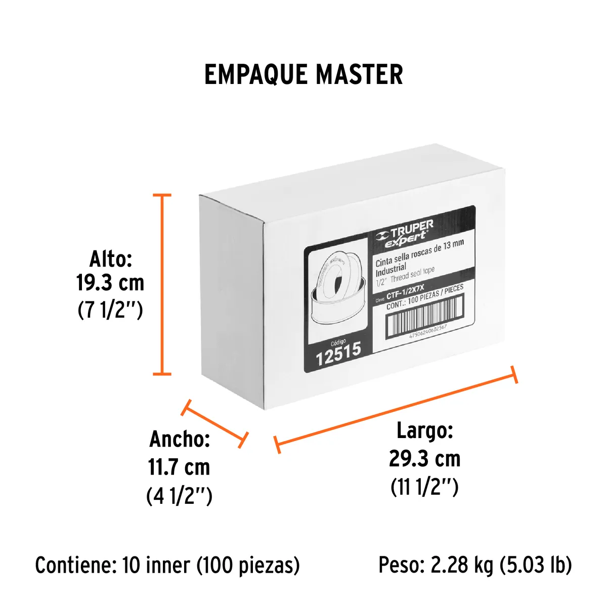 Cinta Sella Roscas Profesional Truper Expert 1/2" x 7 m - 12515