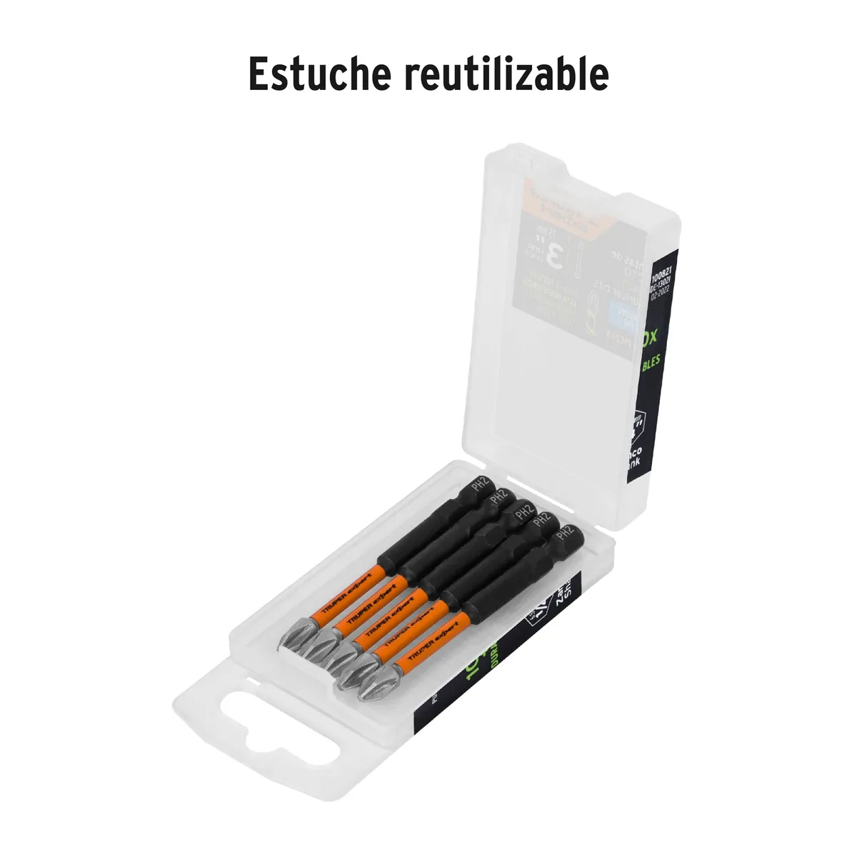 Estuche con 5 Puntas de Cruz PH2 de Impacto Largo 3" Truper - 100821