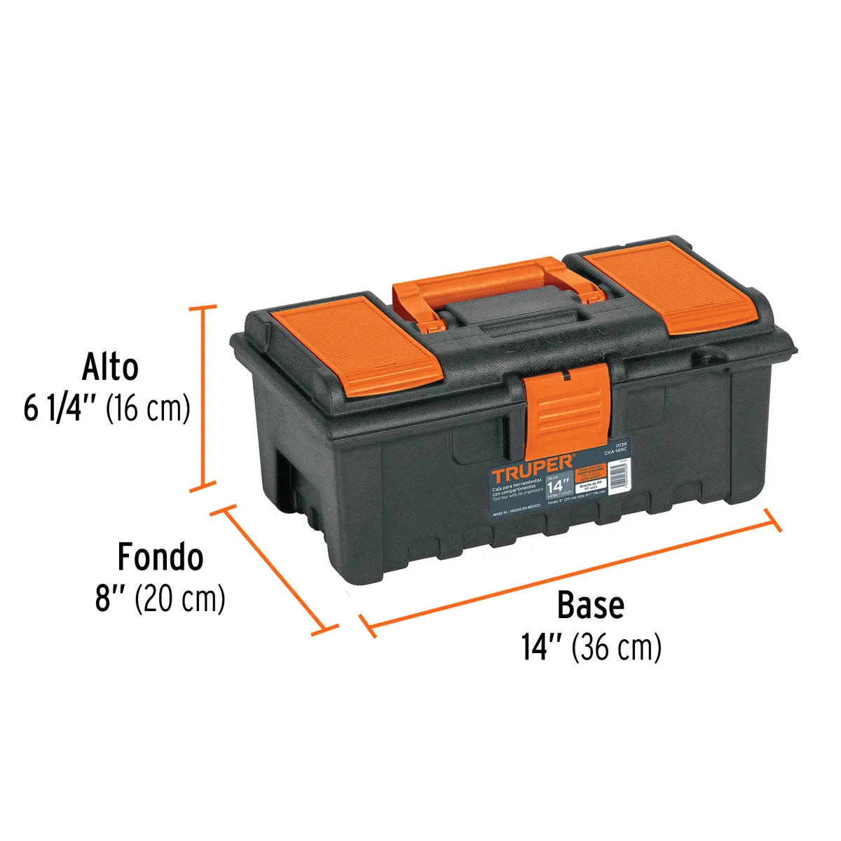 Caja de Herramientas 14" con Compartimientos Truper - 11139