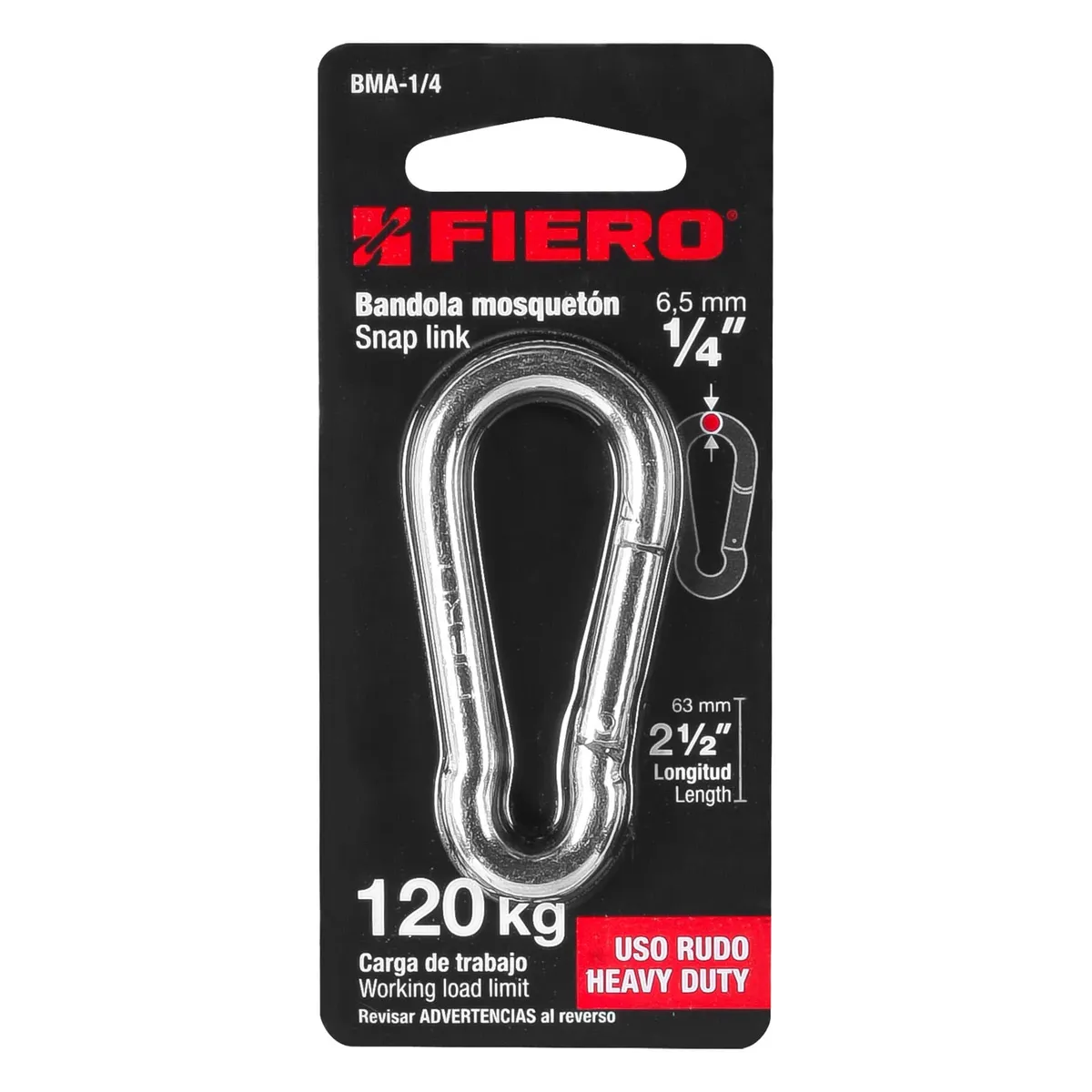 Bandola Mosquetón de Acero 1/4" Fiero - 44038