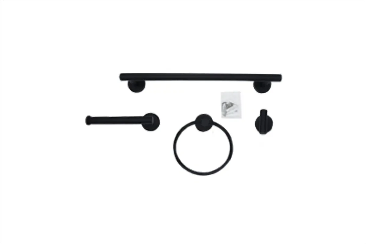 Juego de Accesorios para Baño 4 Piezas Negro Mate Meer - ACC-014