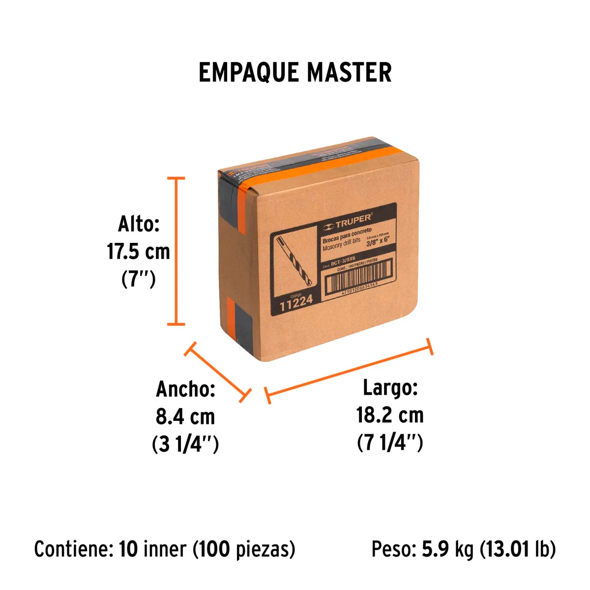 Broca para Concreto 3/8" x 6" Truper - 11224