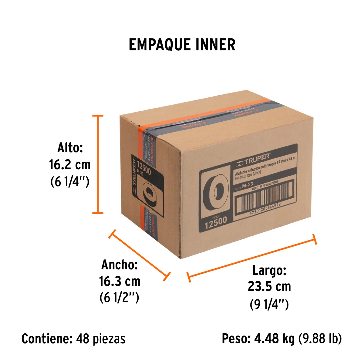 Cinta de Aislar 18 m x 19 mm Negra Truper - 12500