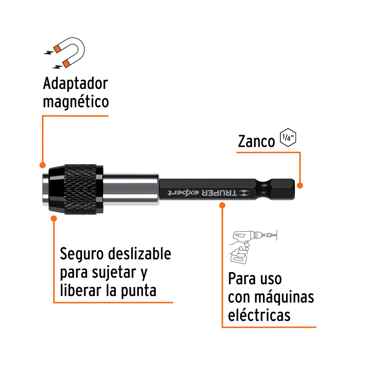 Extensión Magnética para Puntas de Cambio Rápido 3" Truper - 11873