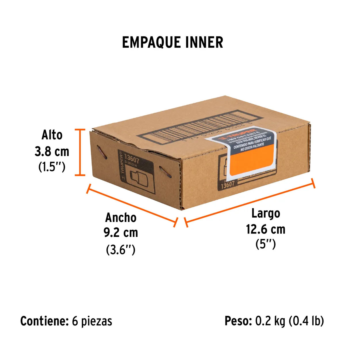 Dado de 3/8" 6 Puntas Cuadro 3/8" Truper - 13607