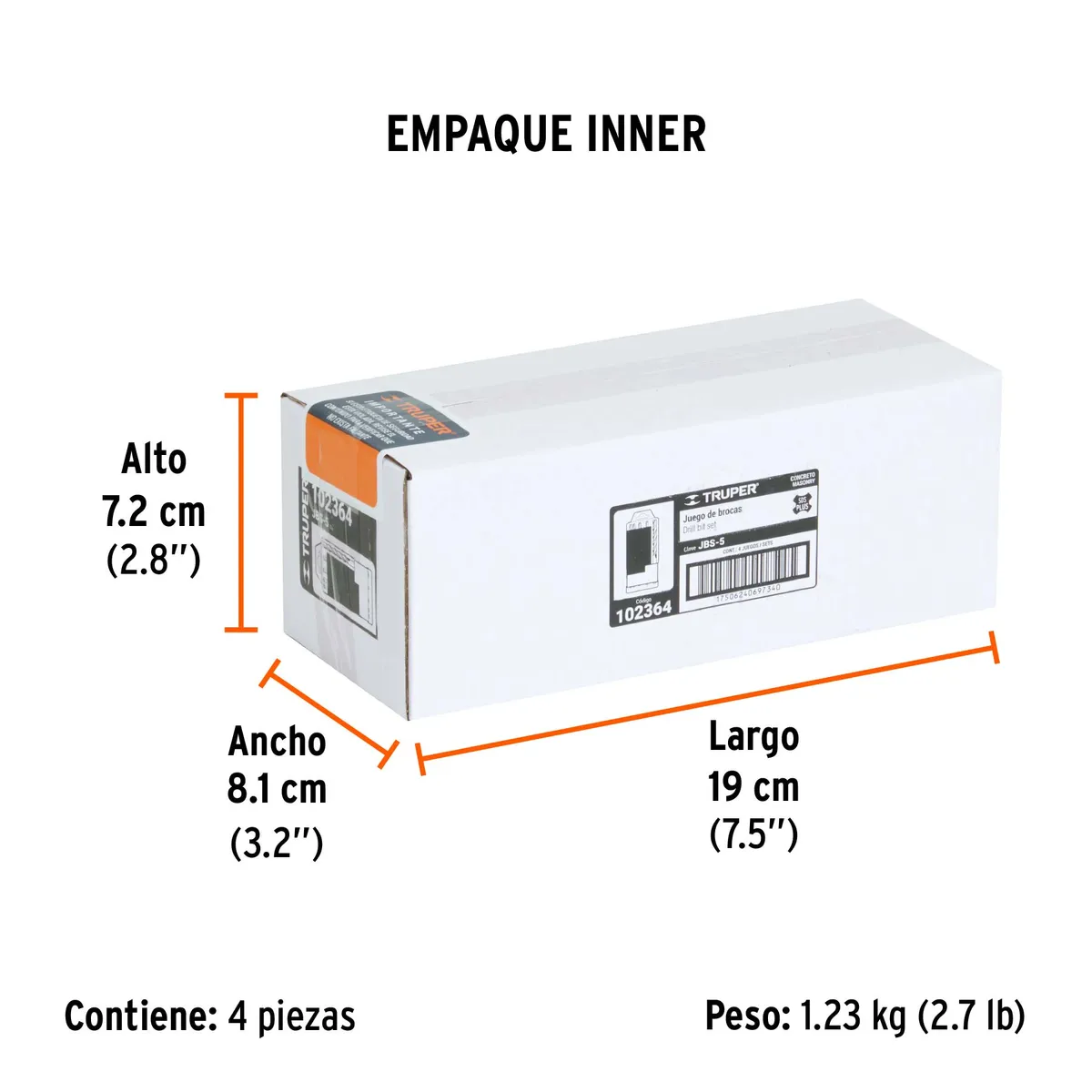 Juego de 5 Brocas para Concreto SDS Plus Truper - 102364