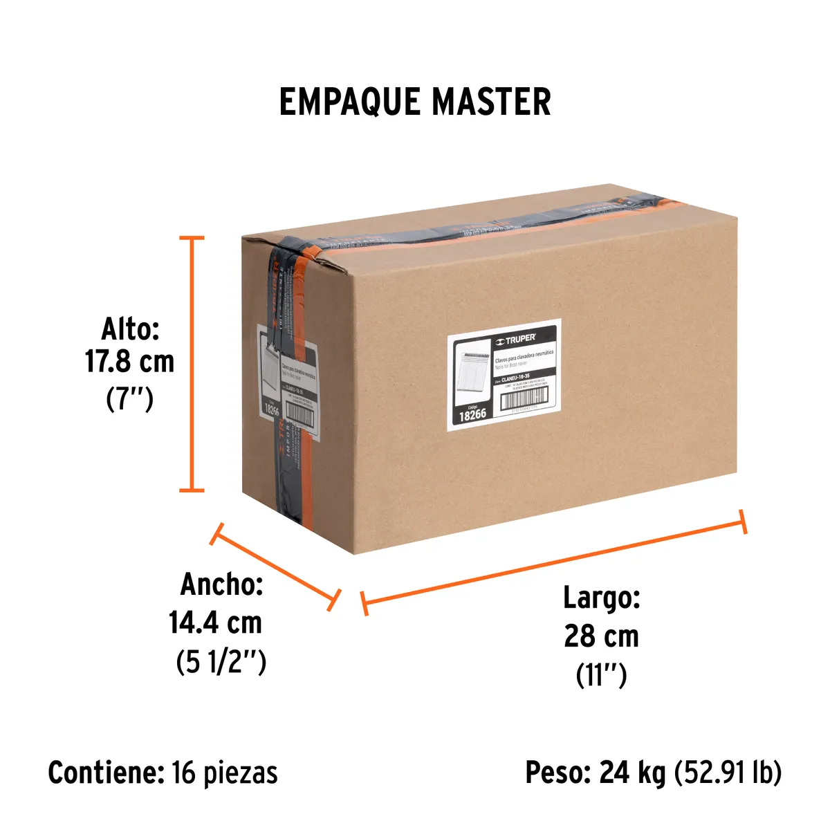 Caja con 5000 Clavos Calibre 18 de 35 mm Truper - 18266