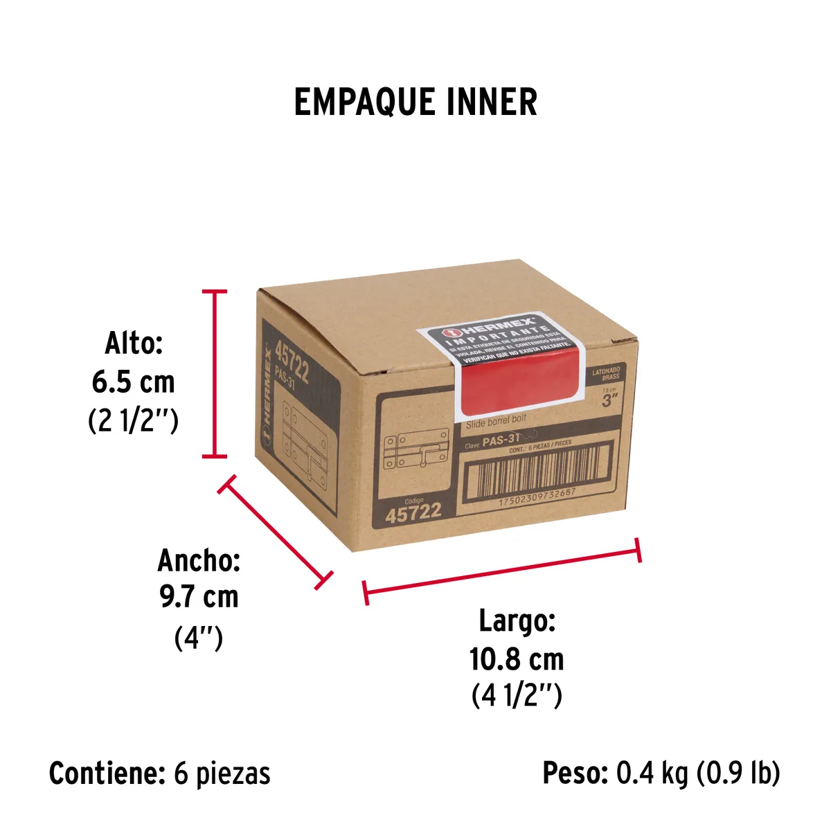 Pasador de Barril Acero Latón 3" PAS-31 Truper - 45722
