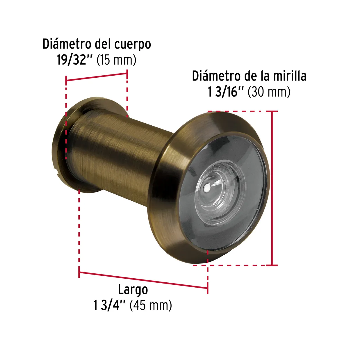 Mirilla de Seguridad Latón Antiguo MIRI-2 Truper - 43673