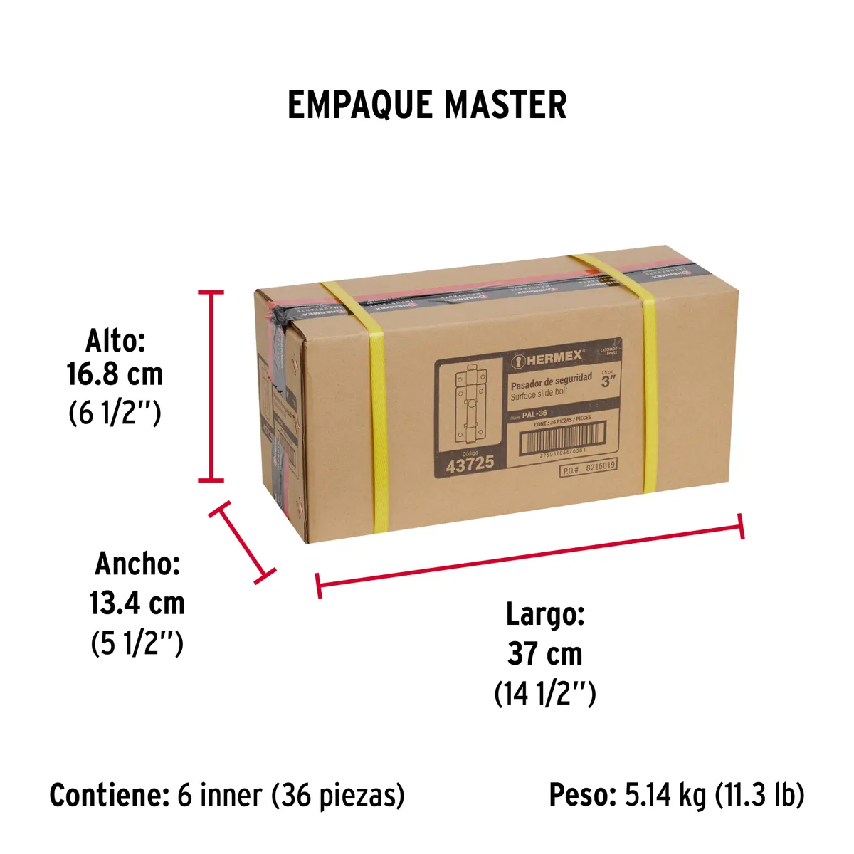 Pasador de Barra Plana 3" Latón PAL-36 Truper - 43725