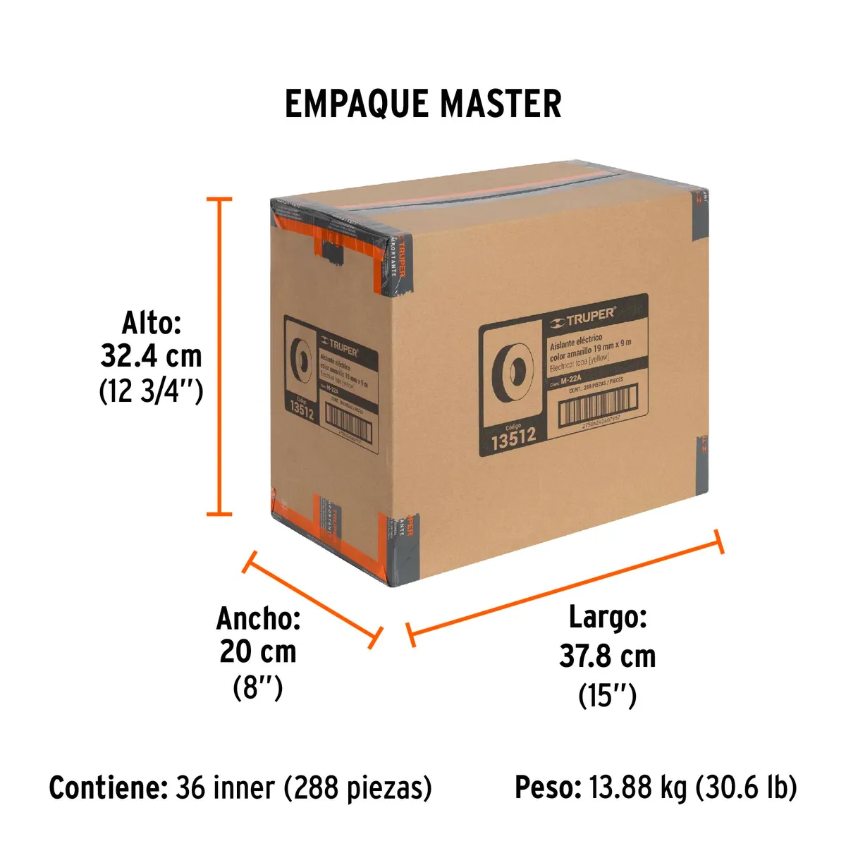 Cinta de Aislar 9 m x 19 mm Amarilla Truper - 13512