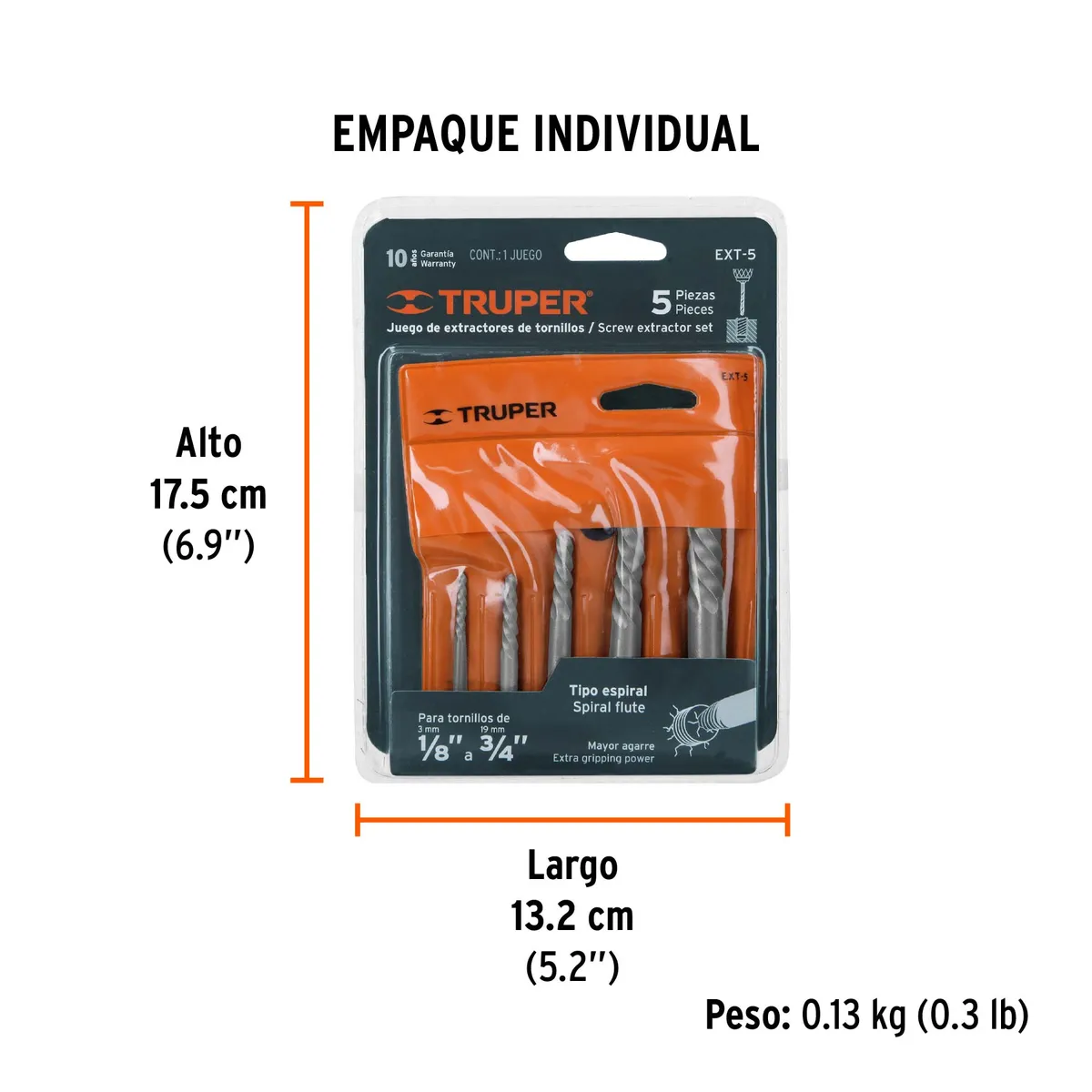 Juego con 5 Extractores de Tornillos Truper - 14512