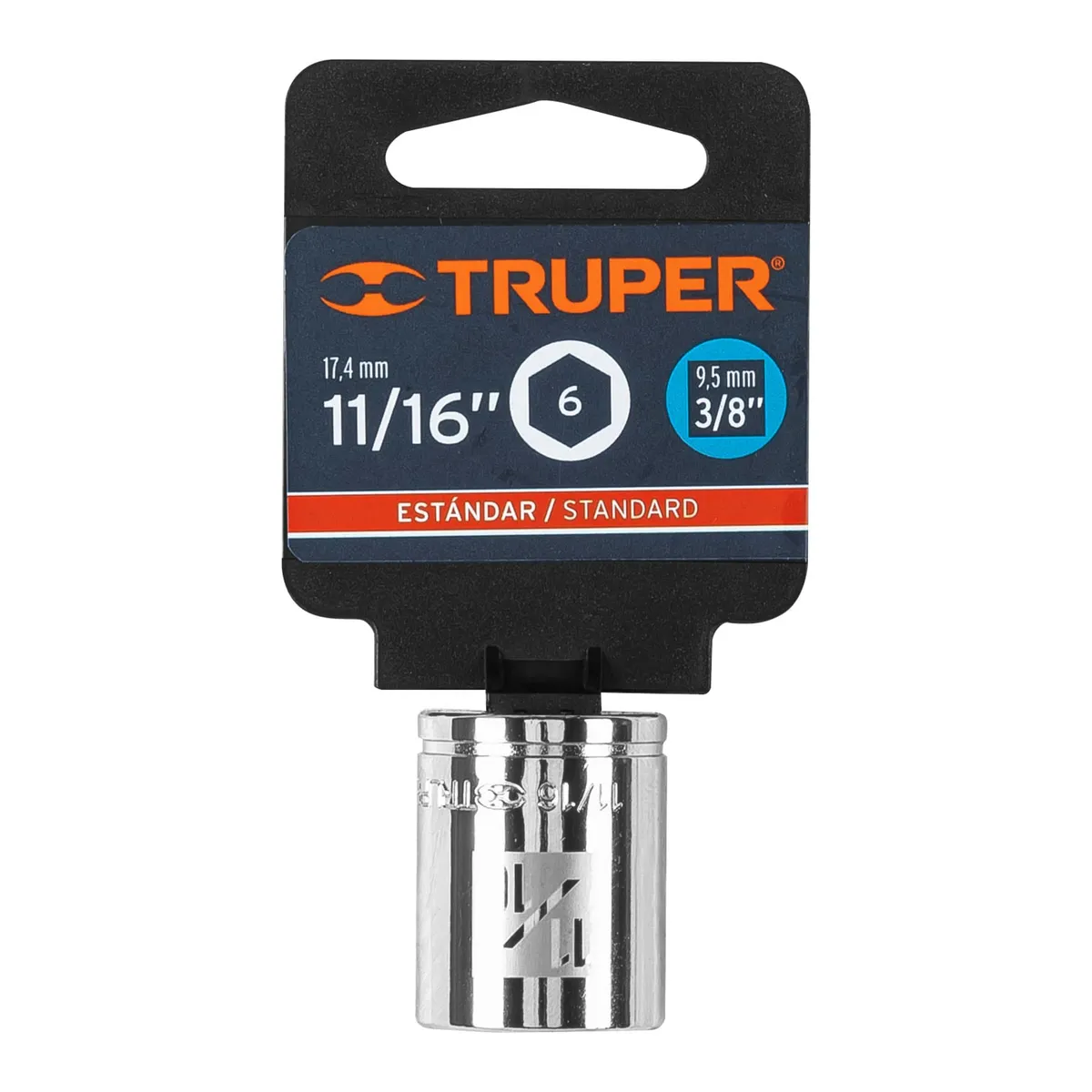 Dado de 11/16" 6 Puntas Cuadro 3/8" Truper - 13612