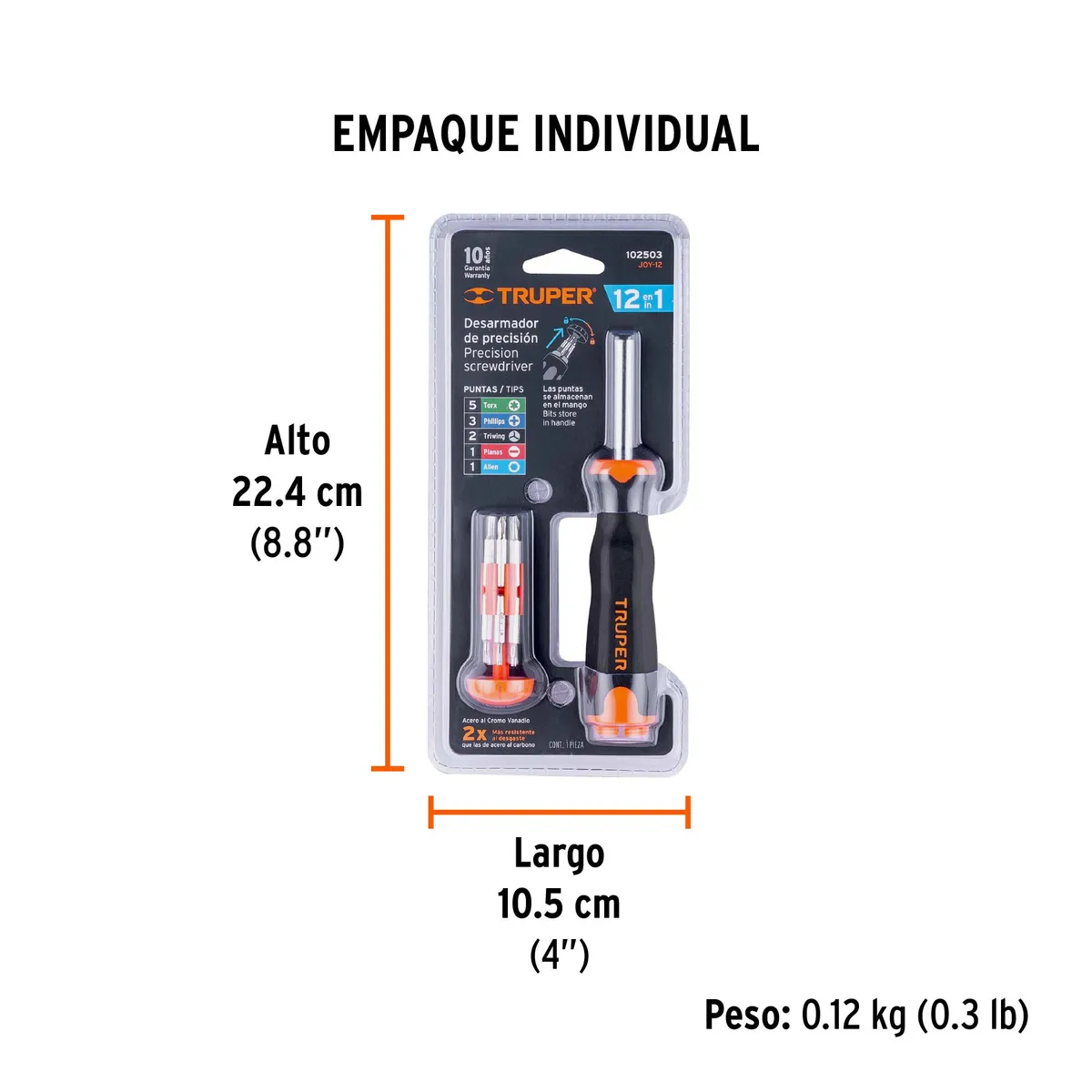 Desarmador de Joyero Multipuntas 12 en 1 Truper - 102503