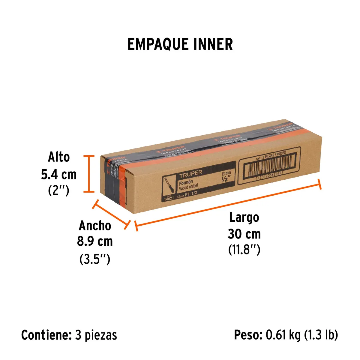 Formón 1/2" Mango Comfort Grip Truper - 14621