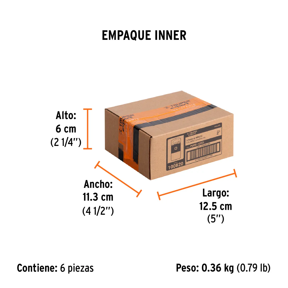 Estuche con 5 Puntas de Cruz PH2 de Impacto Largo 2" Truper - 100820
