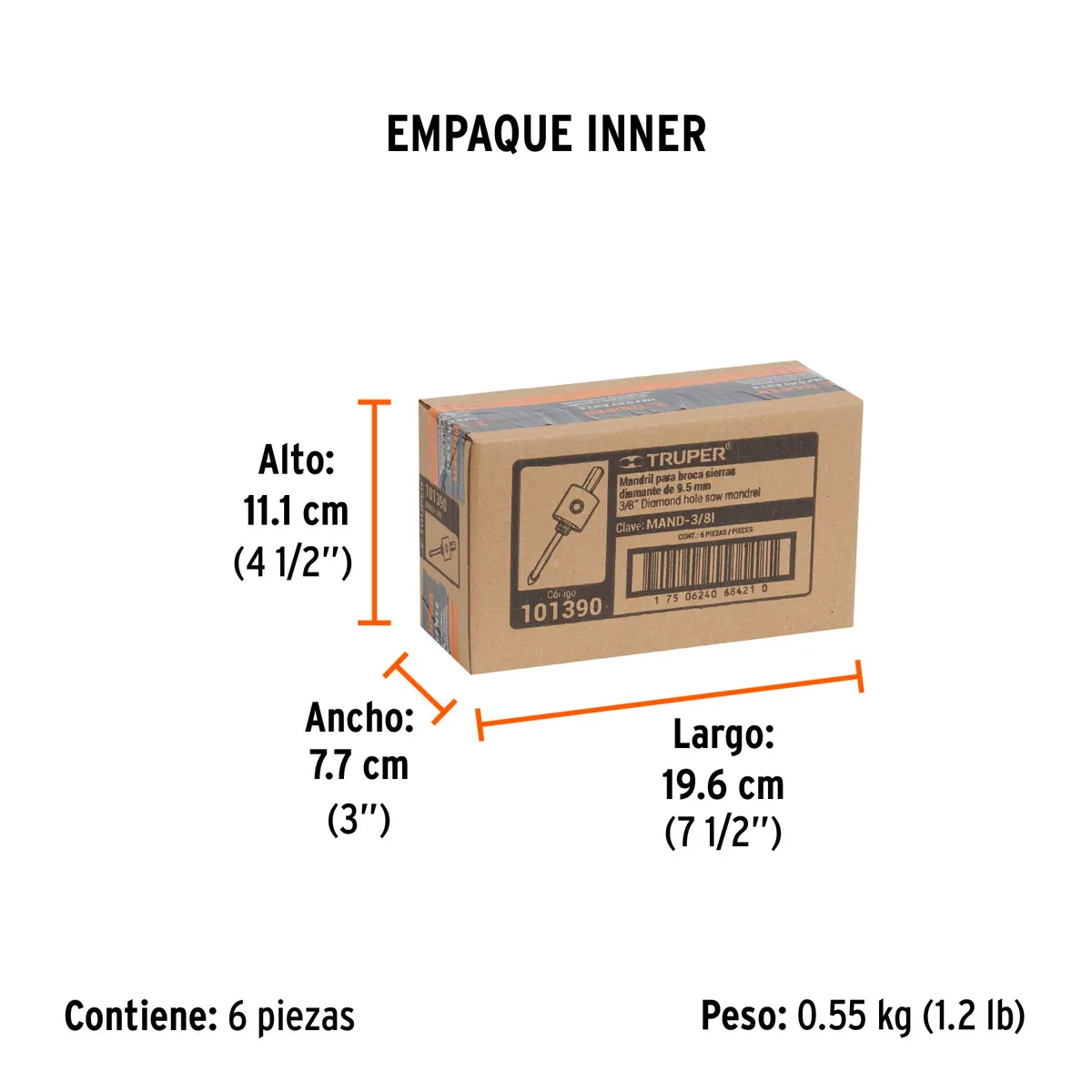 Mandril para Brocasierra de Diamante 3/8" Truper - 101390