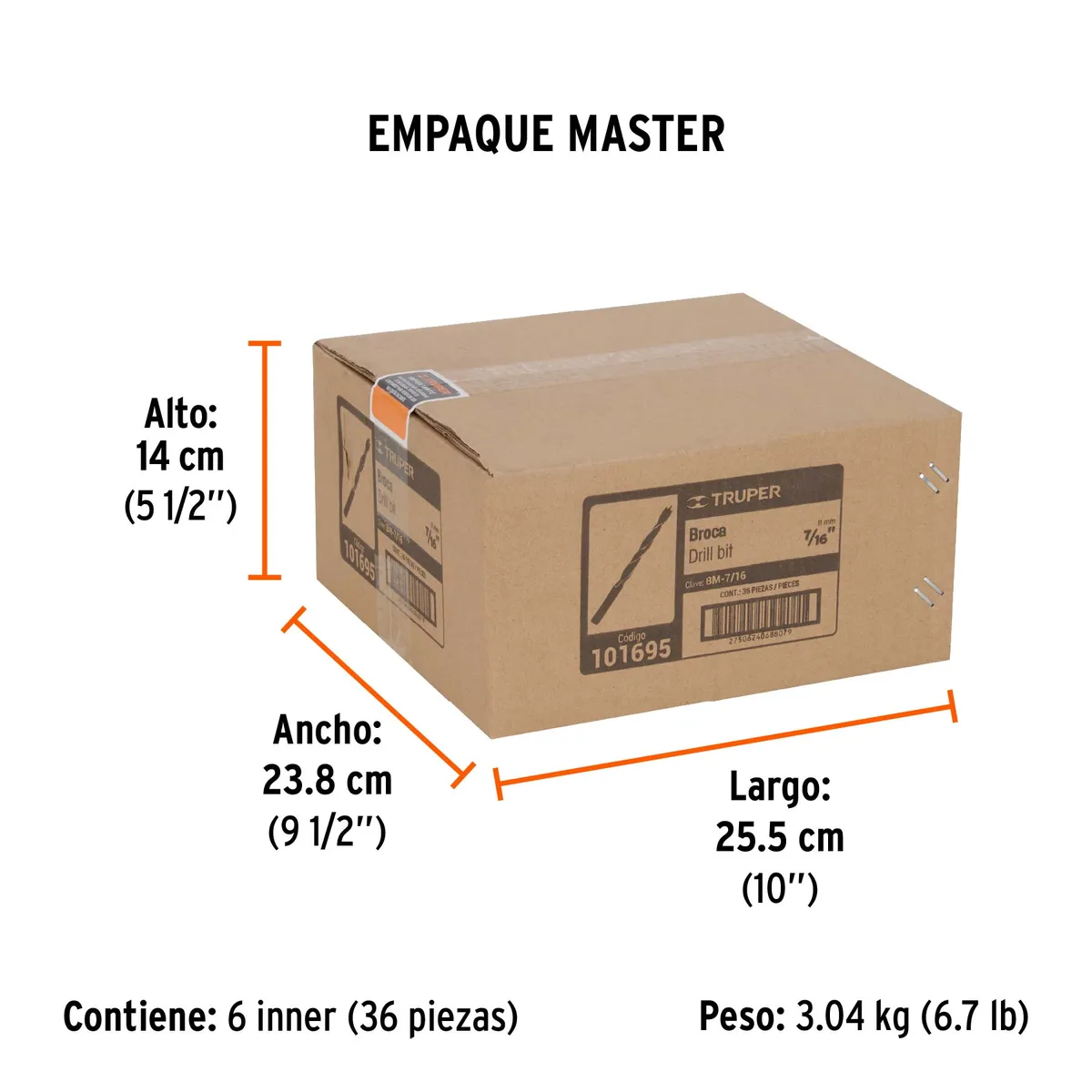 Broca con Punta Centradora para Madera 7/16" Truper - 101695