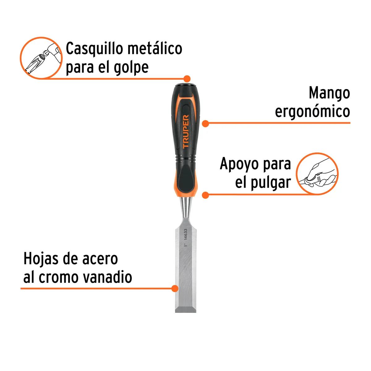 Formón 1" Mango Comfort Grip Truper - 14633