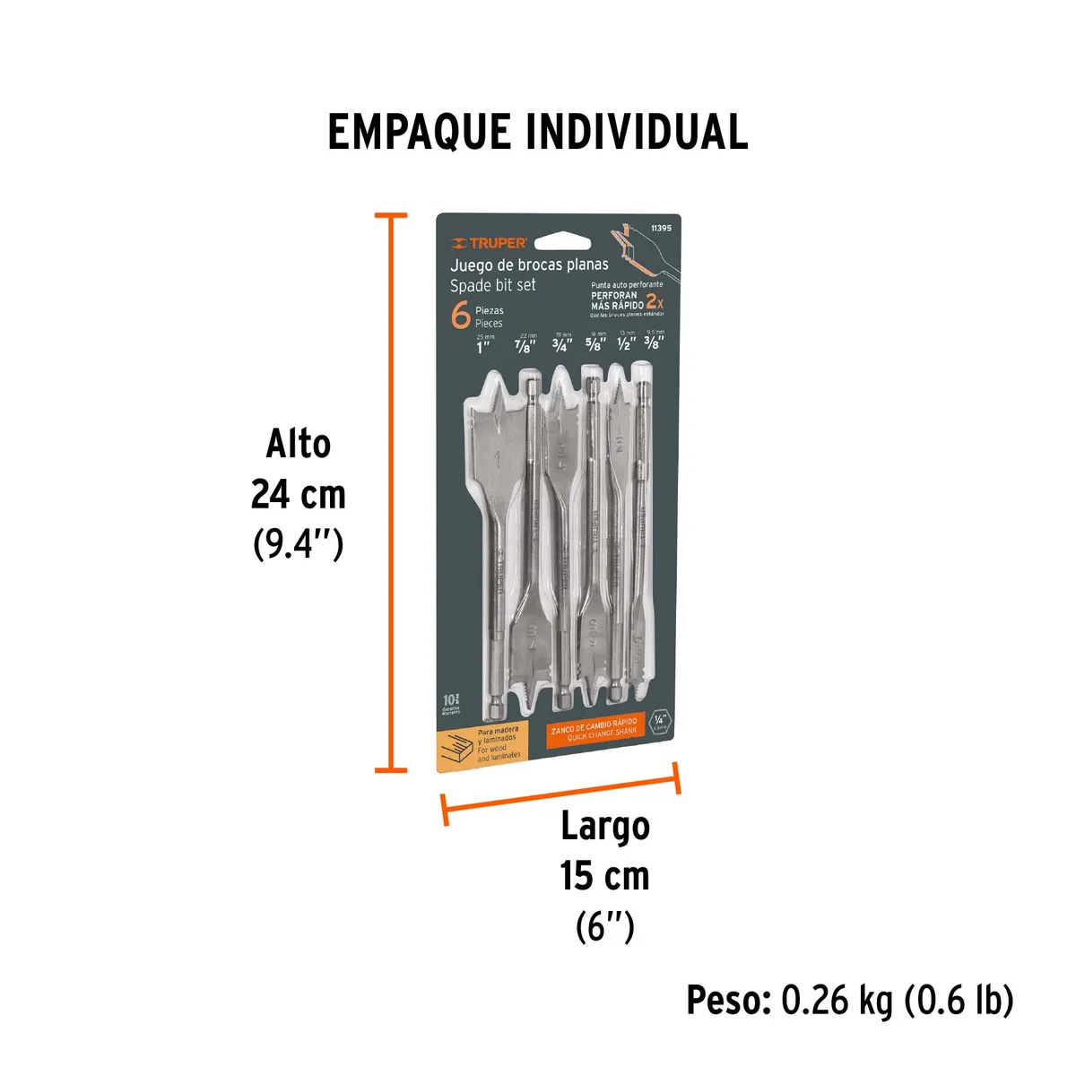 Juego de Brocas Planas de Manita J-BPT-6 Truper - 11395