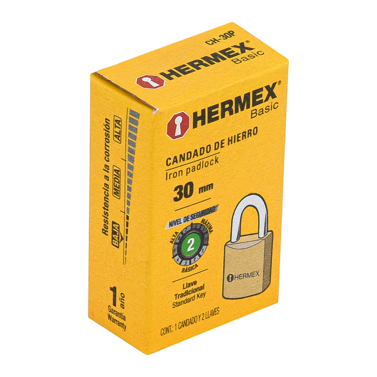 Candado de Hierro Latón 30 mm Gancho Corto Truper - 23522