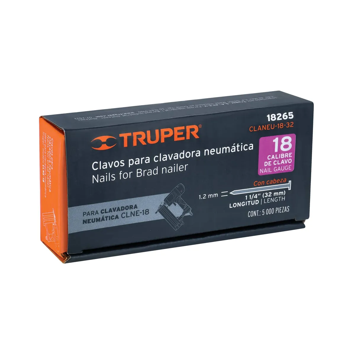 Caja con 5000 Clavos Calibre 18 de 32 mm Truper - 18265