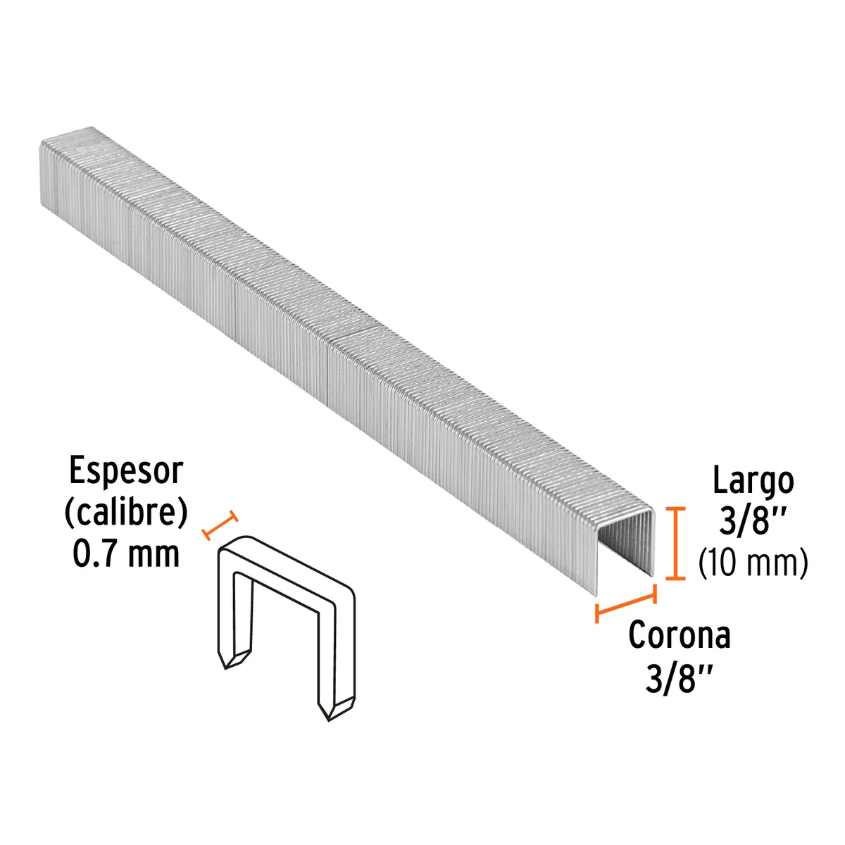 Caja con 5000 Grapas Corona 3/8" Calibre 22 de 10 mm Truper - 18284