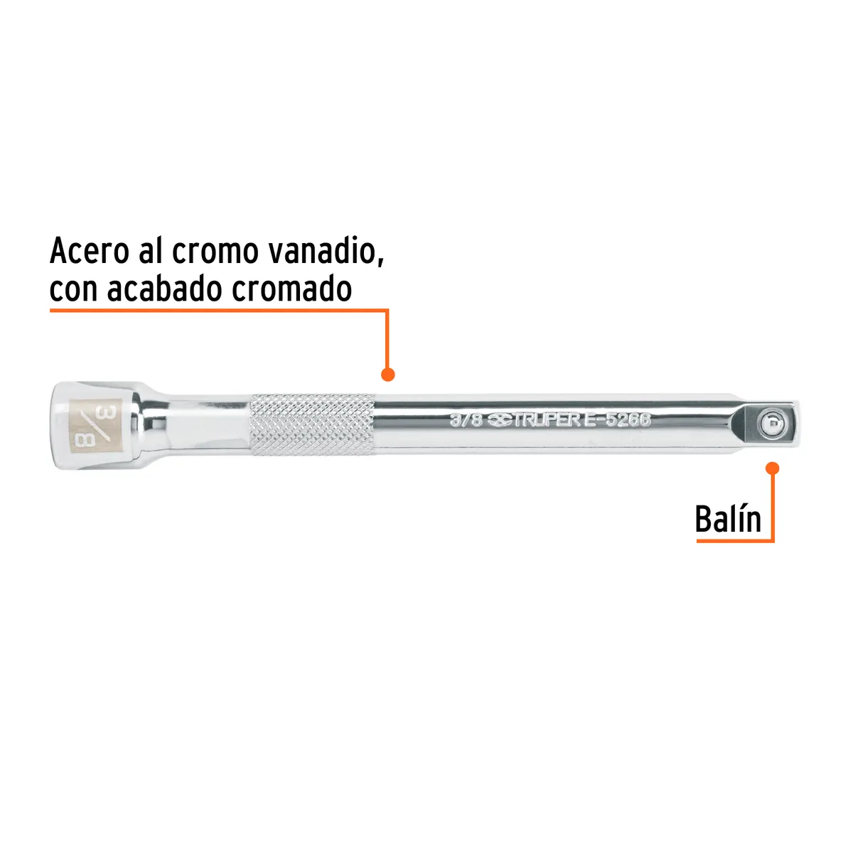 Extensión 3/8" x 6" para Matraca E-5266 Truper - 13916