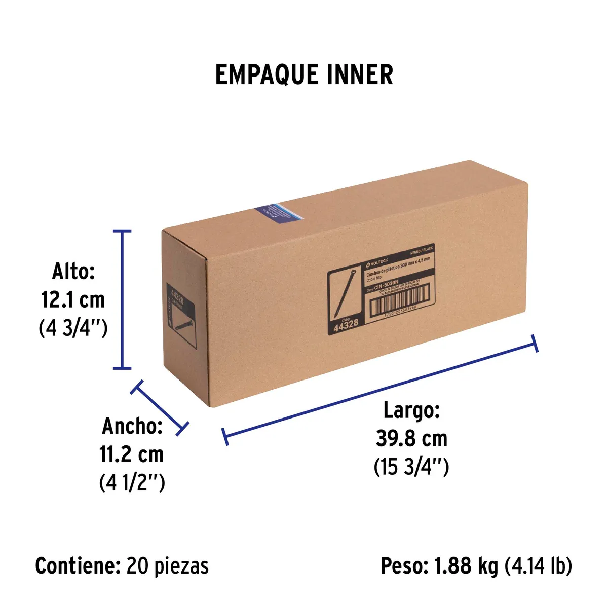 Bolsa con 50 Cinchos de Plástico 50 lb 300 x 4.5 mm Truper - 44328