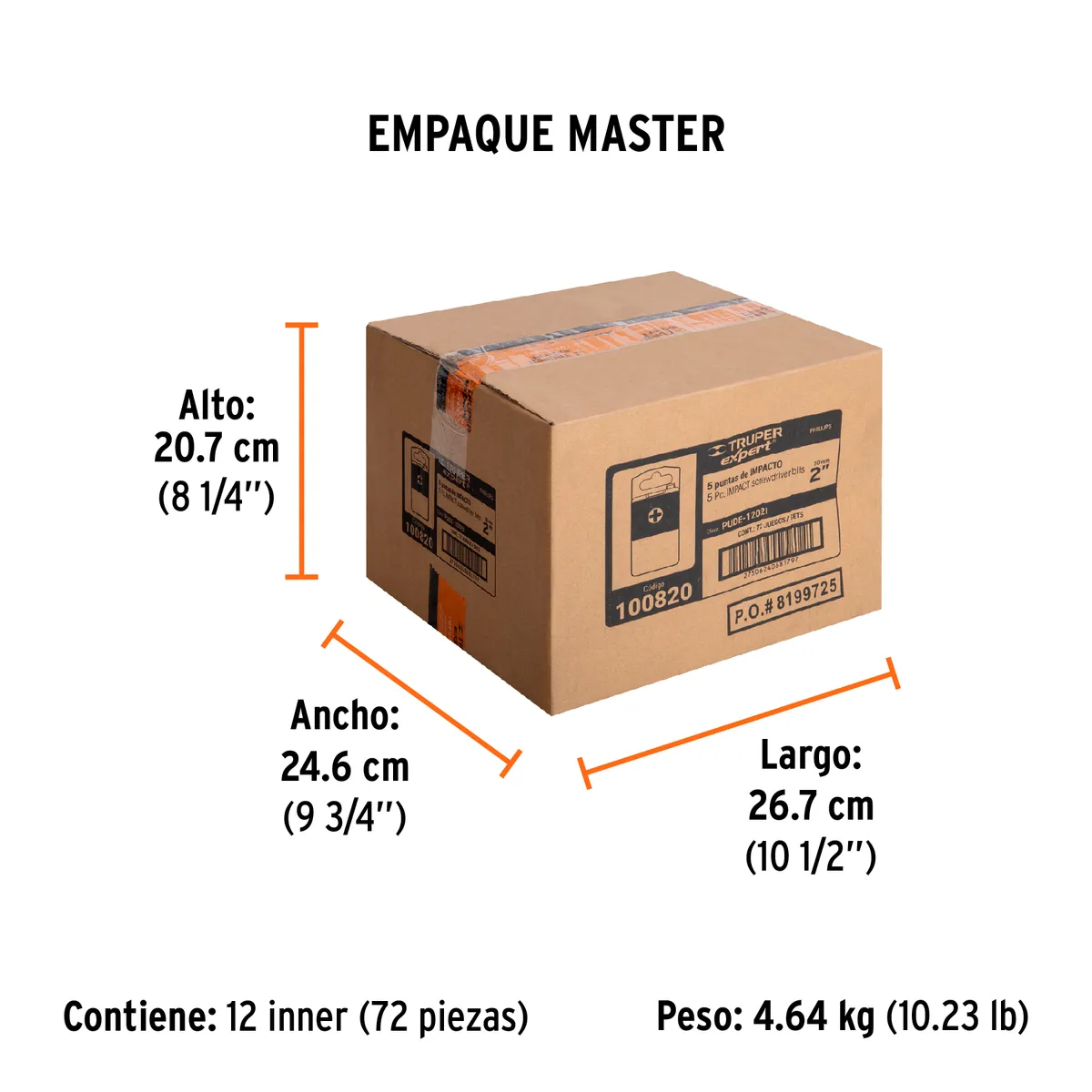 Estuche con 5 Puntas de Cruz PH2 de Impacto Largo 2" Truper - 100820