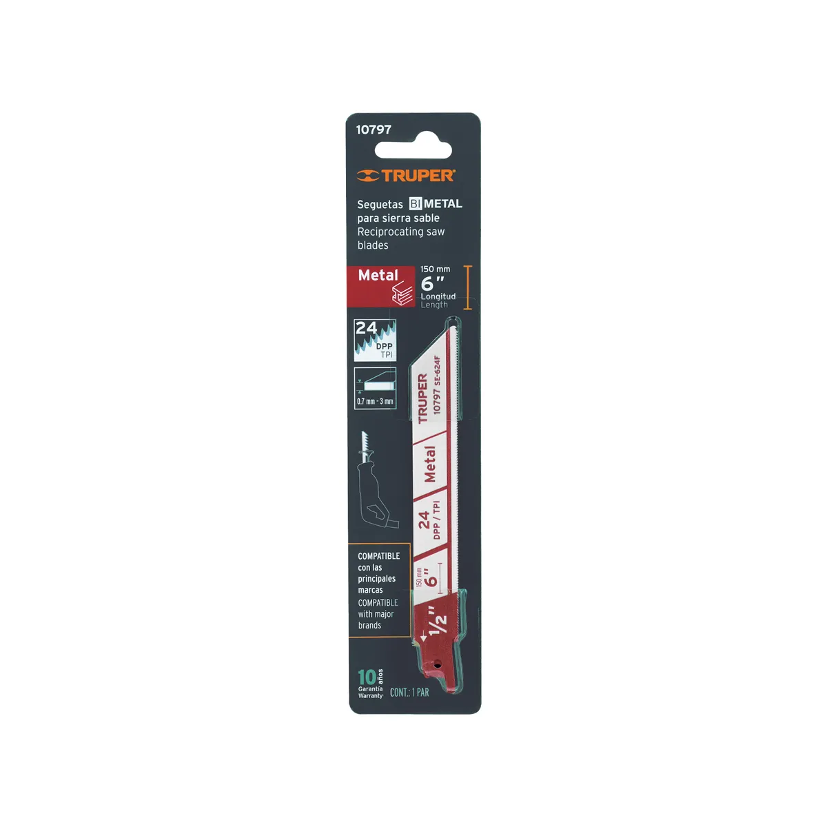 2 Seguetas para Sierra Sable 6" 24 DPP para Metal Truper - 10797