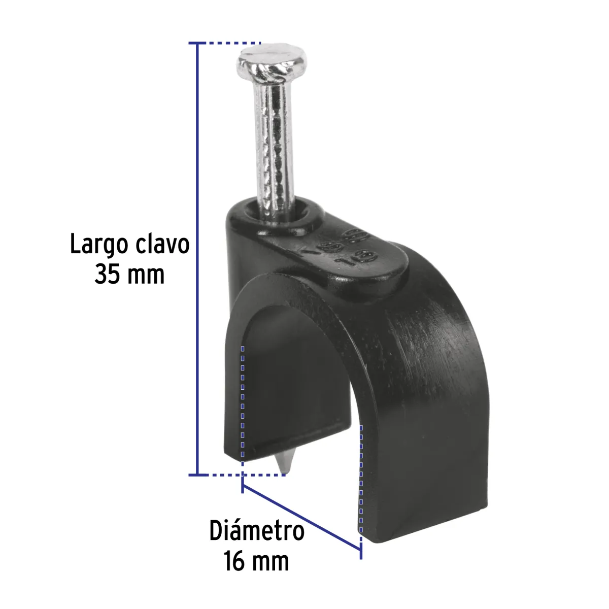 Bolsa con 20 Grapas Negras 16 mm para Cable Redondo Volteck - 48284