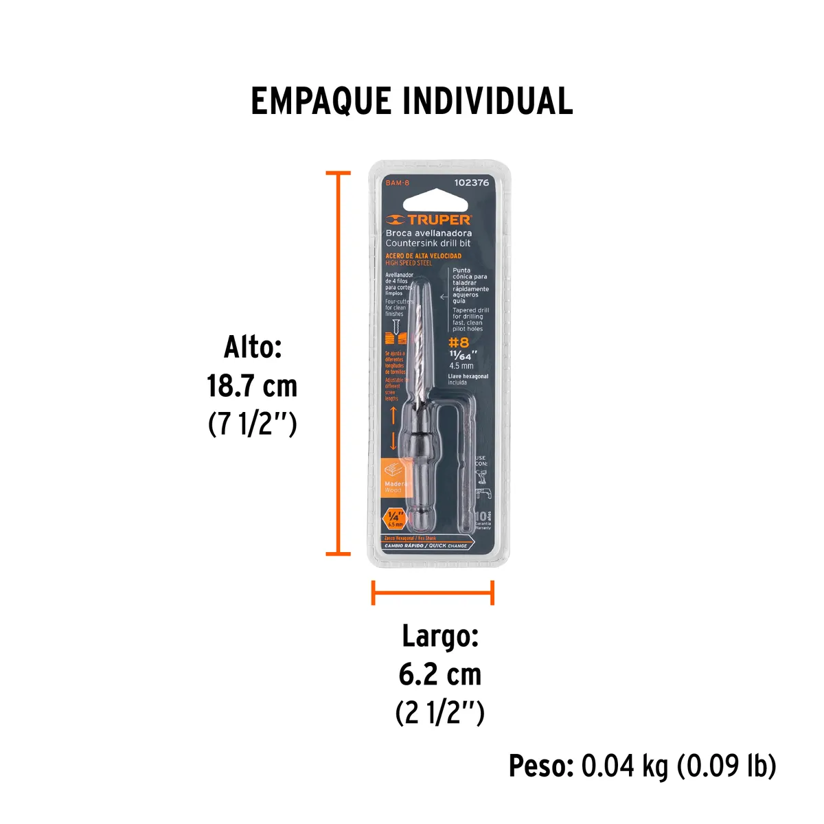 Broca Avellanadora para Madera #8 Truper - 102376